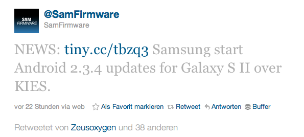 Android 2.3.4 fürs Samsung Galaxy S2